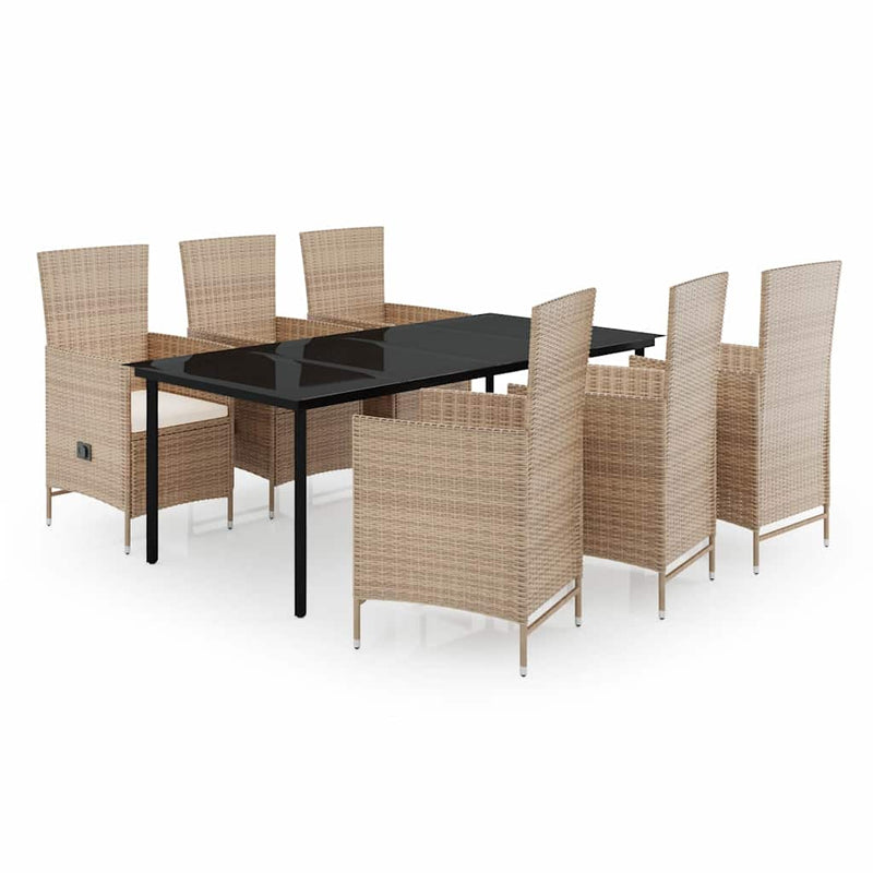 Set mobilier pentru grădină, cu perne, 7 piese, bej