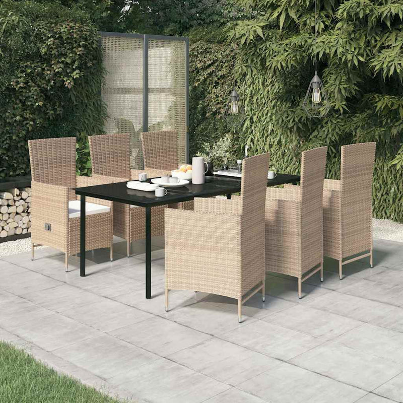 Set mobilier pentru grădină, cu perne, 7 piese, bej