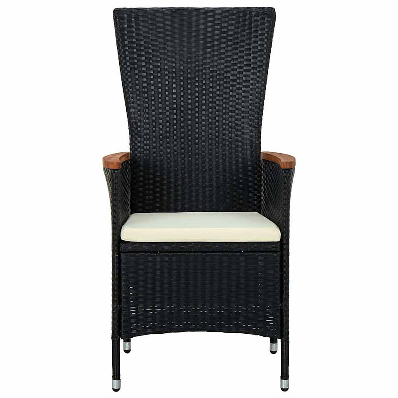 Set masă pentru grădină, 5 piese, cu perne, negru