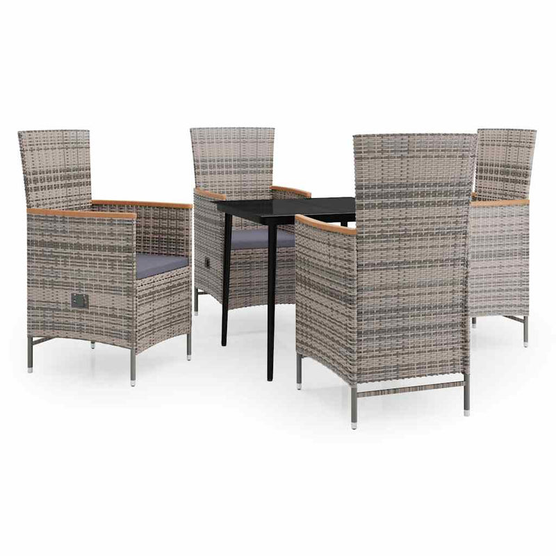 Set mobilier pentru grădină cu perne, 5 piese, gri
