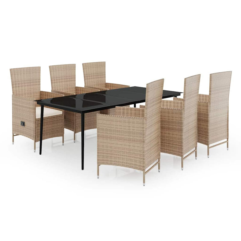 Set de mobilier pentru grădină cu perne, 7 piese, bej