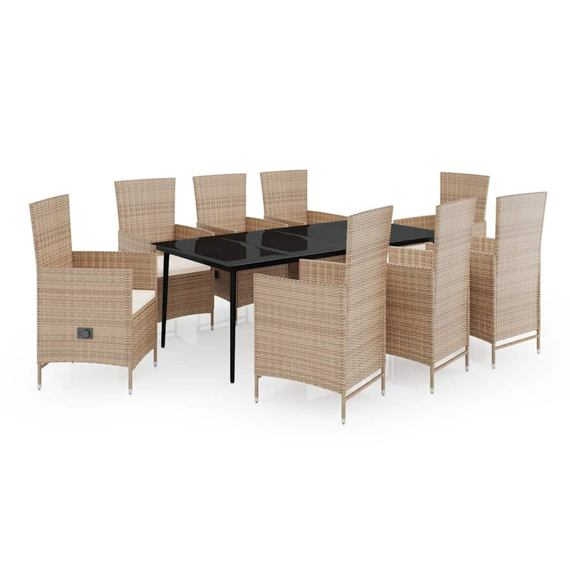Set de mobilier pentru grădină cu perne, 9 piese, bej