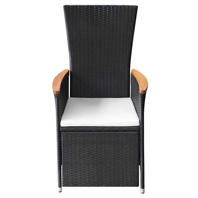 Set de masă pentru grădină, 7 piese, cu perne, negru