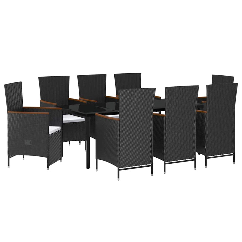 Set mobilier de grădină cu perne, 9 piese, negru