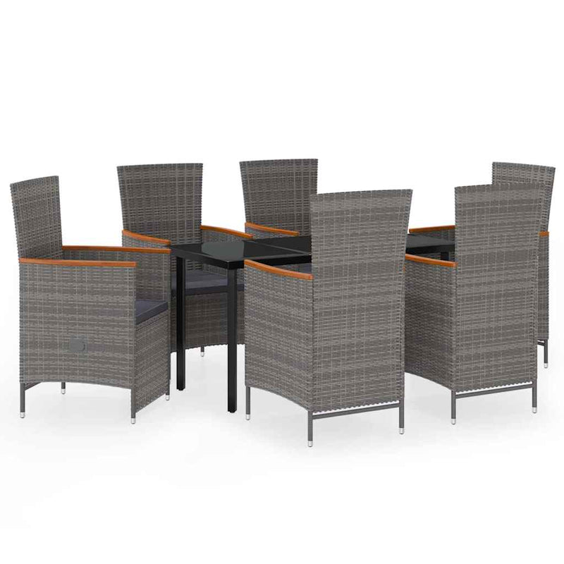 Set de mobilier pentru grădină, cu perne, 7 piese, gri