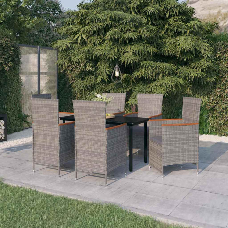Set de mobilier pentru grădină, cu perne, 7 piese, gri