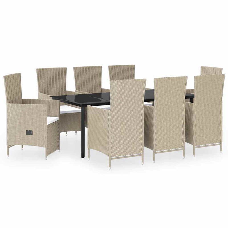 Set mobilier pentru grădină cu perne, 9 piese, bej