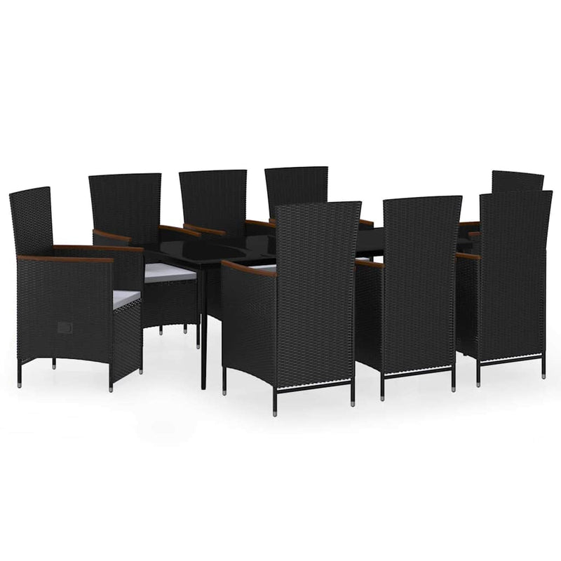 Set mobilier de grădină cu perne, 9 piese, negru