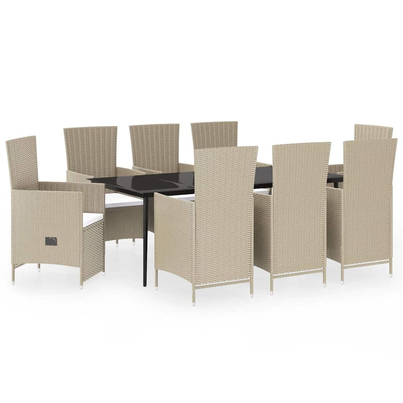 Set de mobilier pentru grădină, cu perne, 9 piese, bej