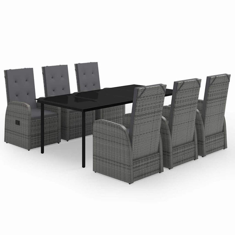 Set de mobilier pentru grădină, cu perne, 7 piese, gri