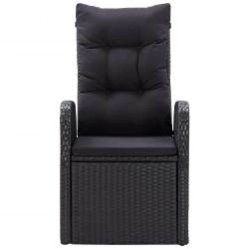 Set masă pentru grădină, 5 piese, cu perne, negru