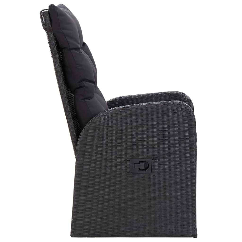 Set mobilier de grădină cu perne, 9 piese, negru