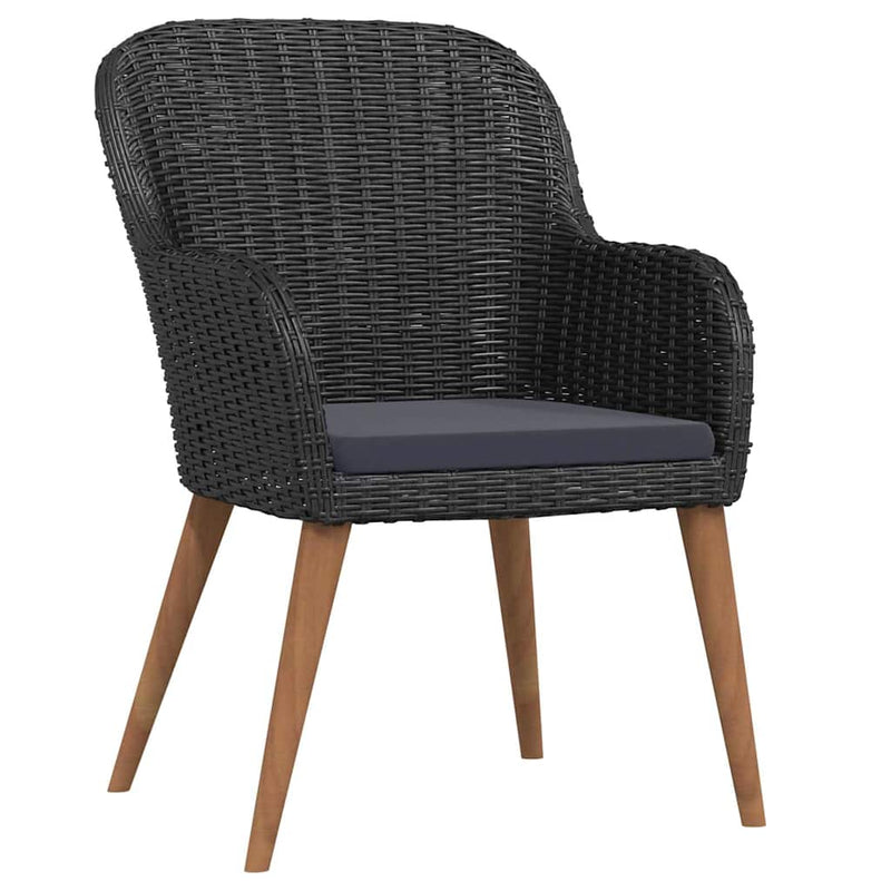 Set masă pentru grădină, 5 piese, cu perne, negru