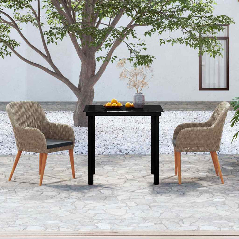 Set mobilier de grădină cu perne, 3 piese, maro