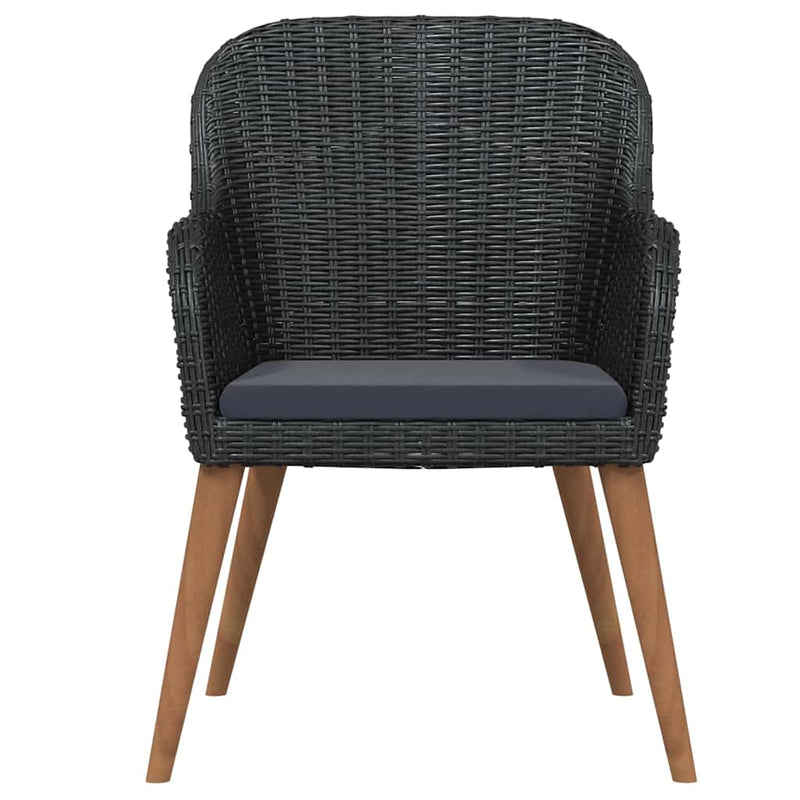 Set masă pentru grădină, 5 piese, cu perne, negru