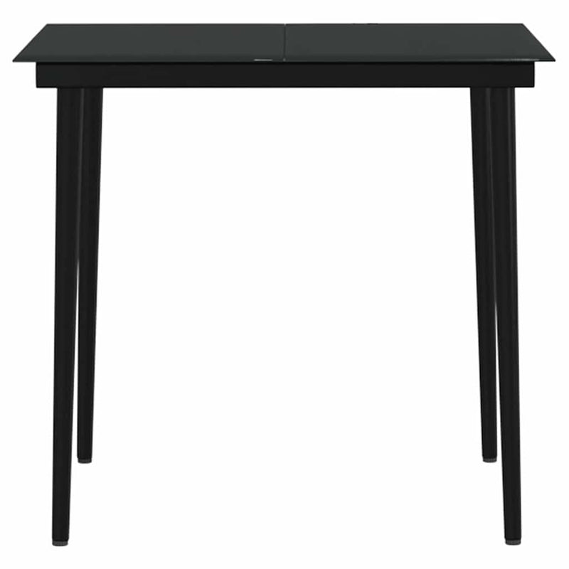 Set masă pentru grădină, 5 piese, cu perne, negru