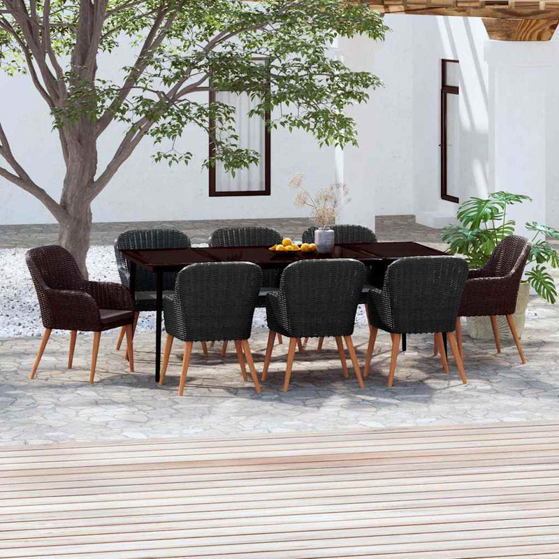 Set mobilier de grădină cu perne, 9 piese, negru
