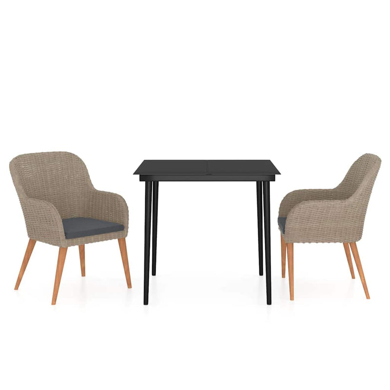 Set mobilier de grădină cu perne, 3 piese, maro