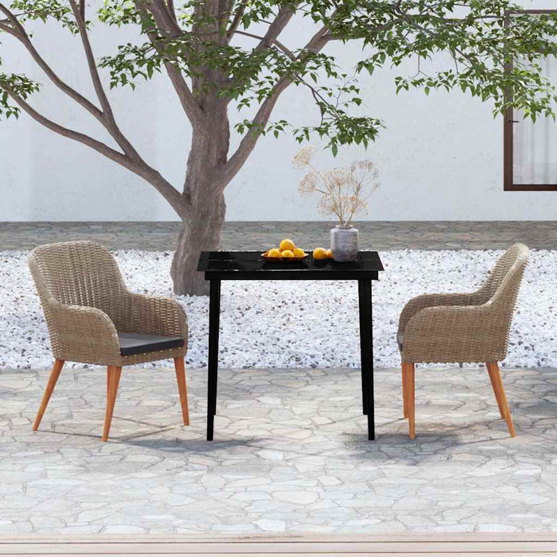 Set mobilier de grădină cu perne, 3 piese, maro