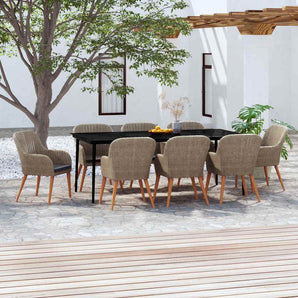 Set mobilier de grădină cu perne, 9 piese, maro