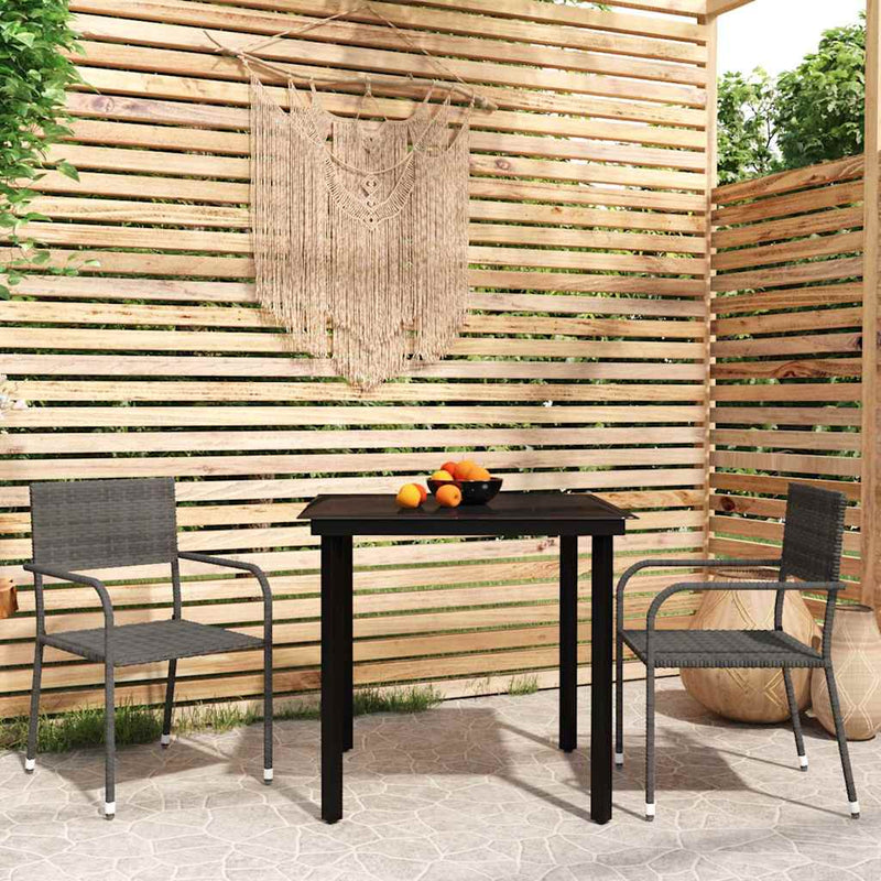 Set de mobilier pentru grădină, 3 piese, gri