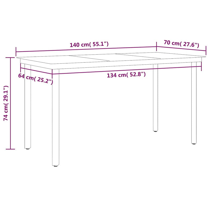 Set de servit masa pentru grădină, 5 piese, negru