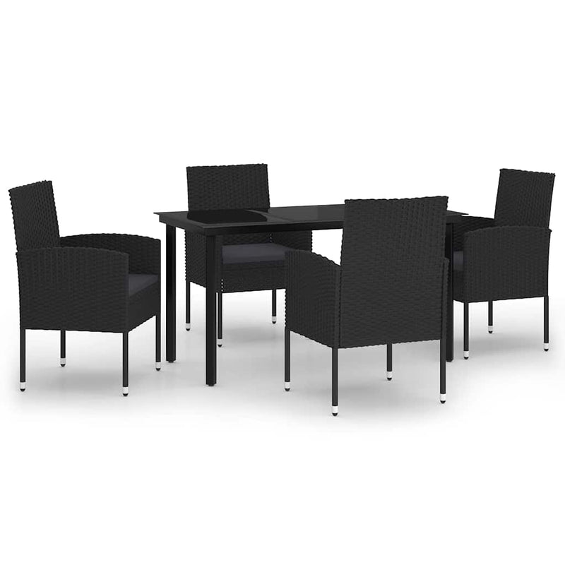Set de servit masa pentru grădină, 5 piese, negru
