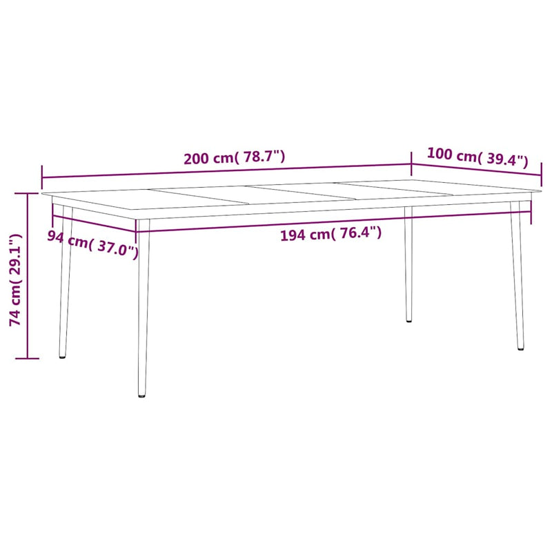 Set mobilier pentru grădină, 9 piese, negru