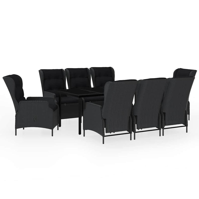 Set mobilier pentru grădină, 9 piese, gri închis
