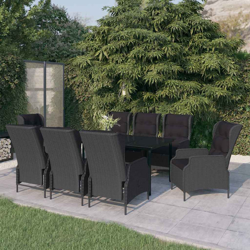 Set mobilier pentru grădină, 9 piese, gri închis