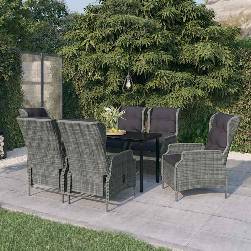 Set de mobilier pentru grădină, 7 piese, gri deschis