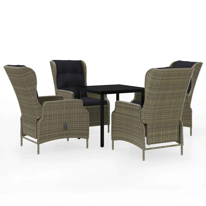 Set mobilier pentru grădină, 5 piese, maro