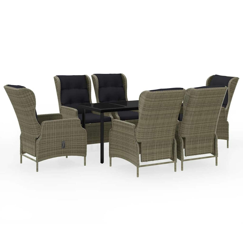 Set mobilier pentru grădină, 7 piese, maro