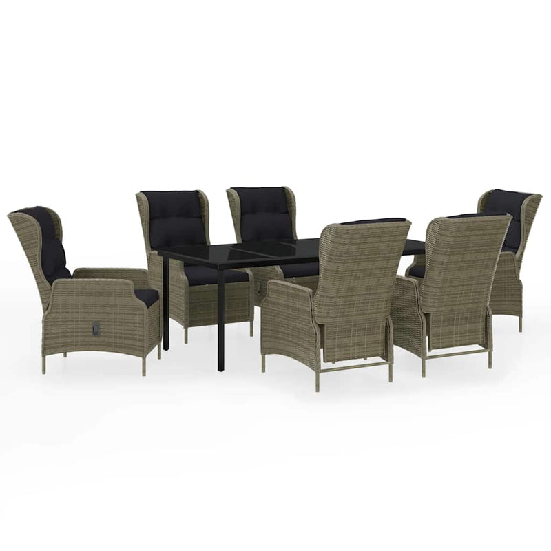 Set mobilier pentru grădină, 7 piese, maro