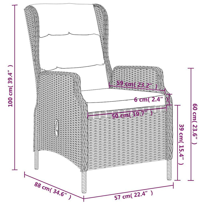 Set mobilier pentru grădină, 7 piese, maro