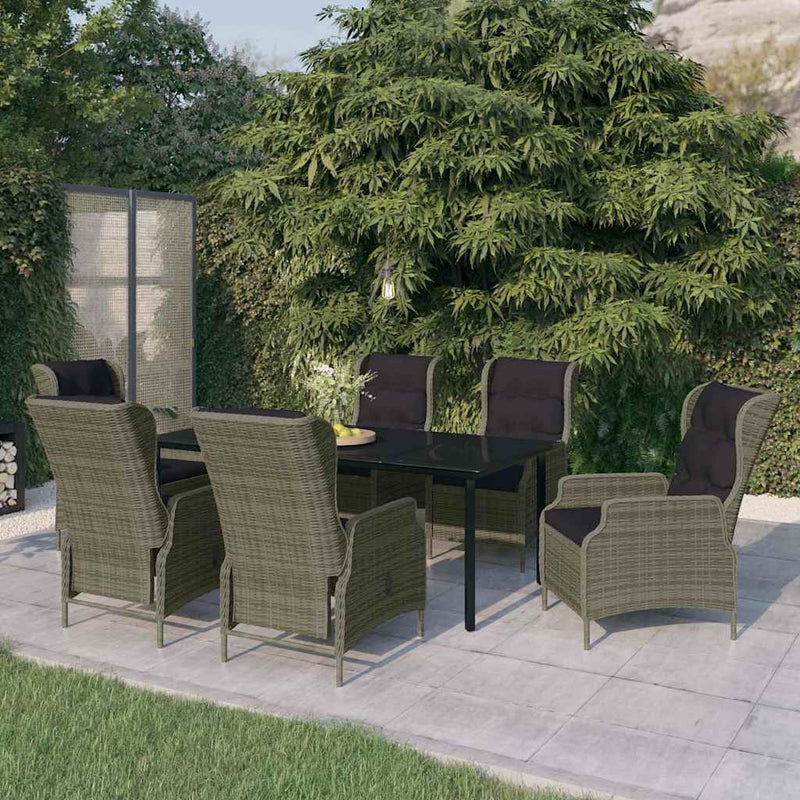 Set mobilier pentru grădină, 7 piese, maro