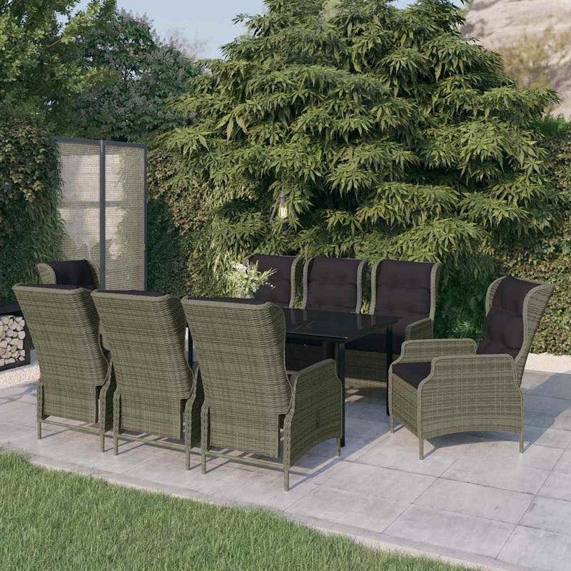 Set mobilier pentru grădină, 9 piese, maro