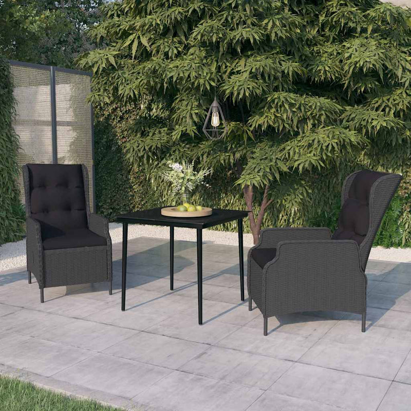 Set de mobilier pentru grădină, 3 piese, gri închis