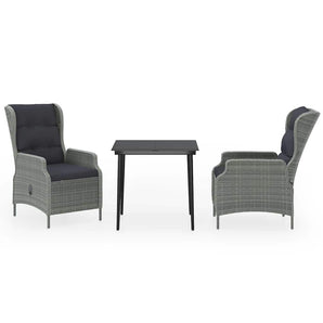 Set mobilier pentru grădină, 3 piese, gri deschis