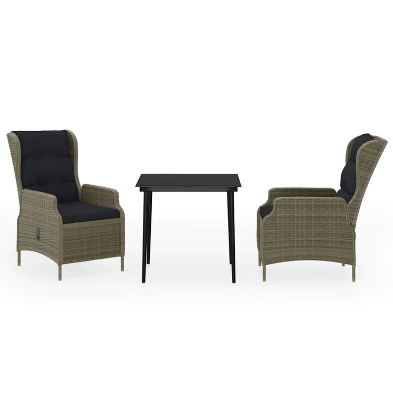 Set mobilier de grădină, 3 piese, maro