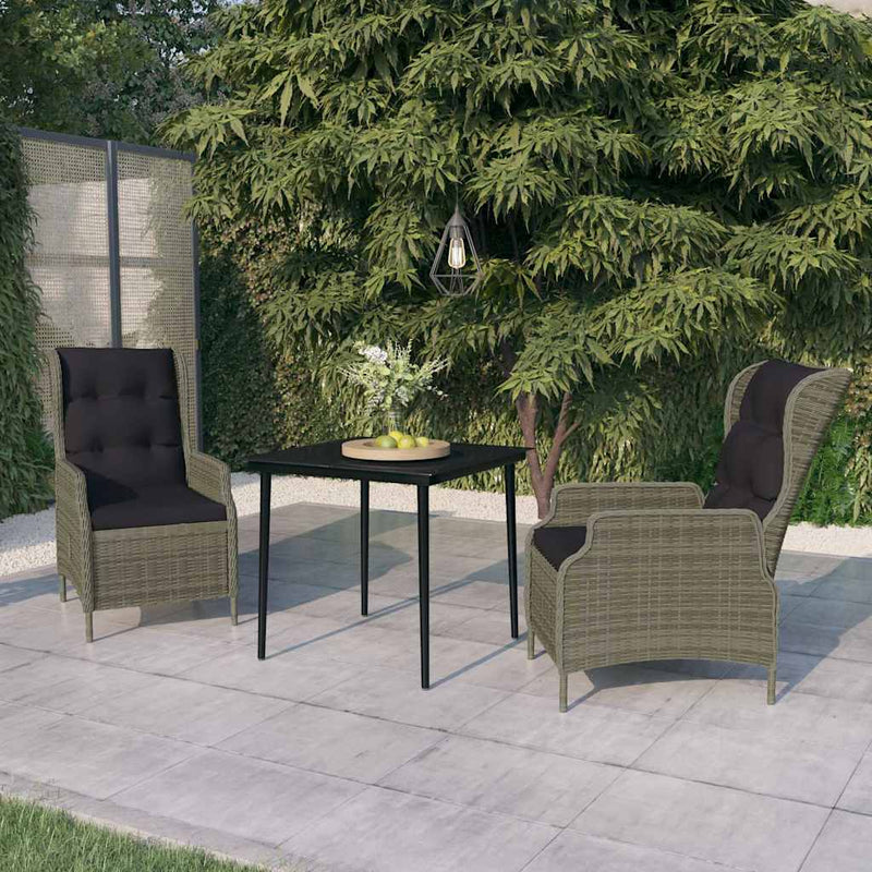 Set mobilier de grădină, 3 piese, maro