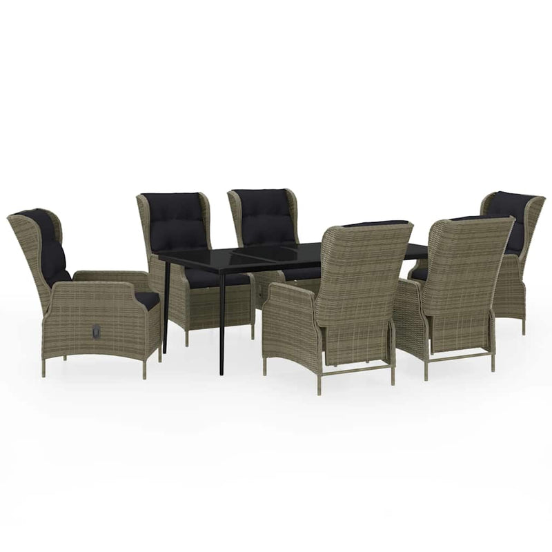 Set mobilier de grădină, 7 piese, maro