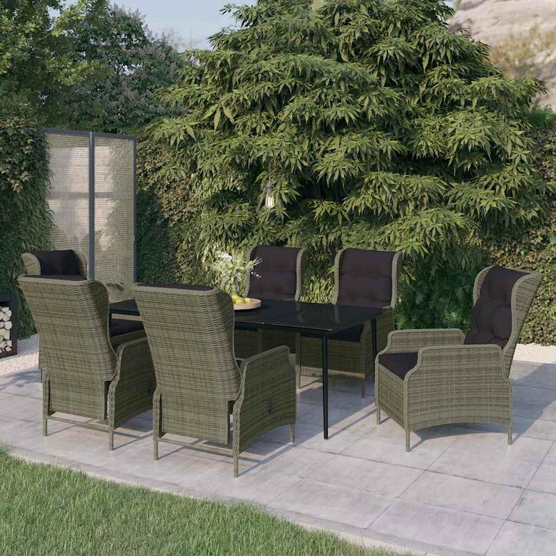 Set mobilier de grădină, 7 piese, maro