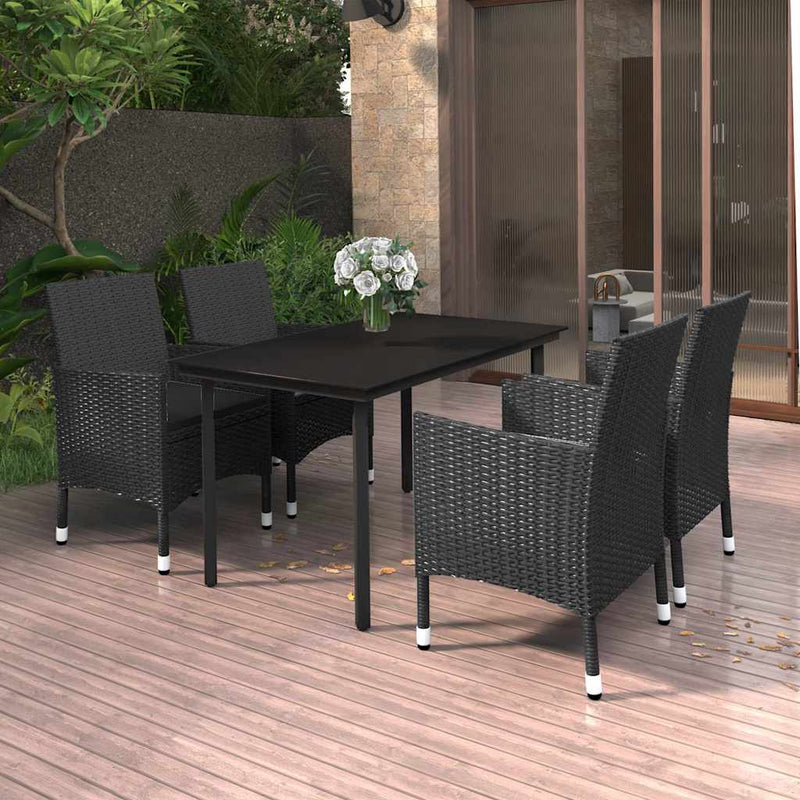 Set mobilier de grădină cu perne 5 piese poliratan & sticlă