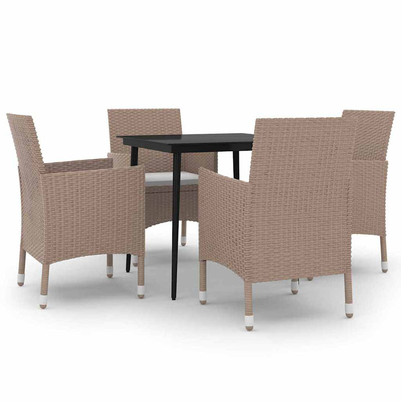 Set mobilier de grădină cu perne, 5 piese, poliratan și sticlă