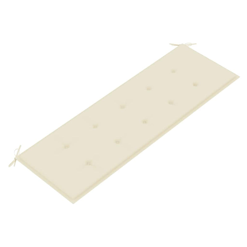 Bancă Batavia cu pernă crem, 150 cm, lemn masiv de tec