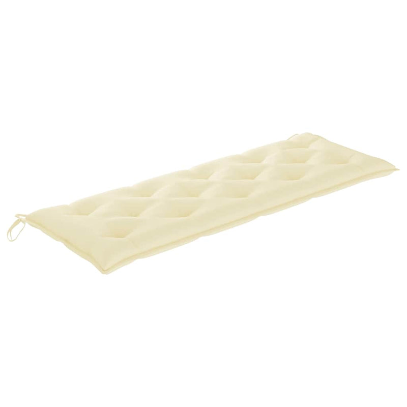 Bancă Batavia cu pernă crem, 150 cm, lemn masiv de tec