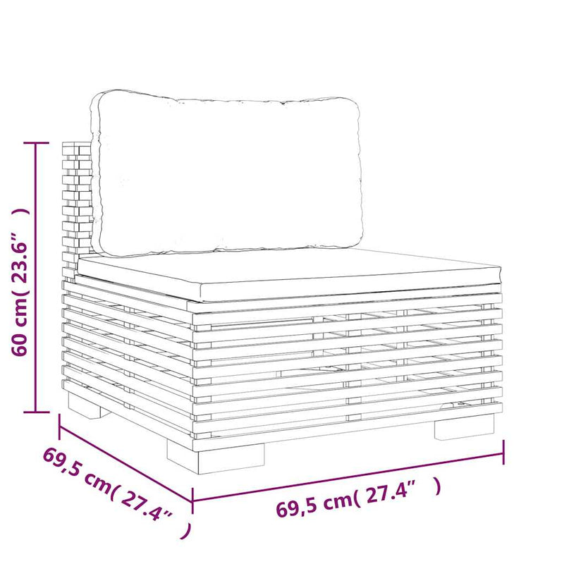 Set mobilier grădină cu perne, 3 piese, lemn masiv de tec