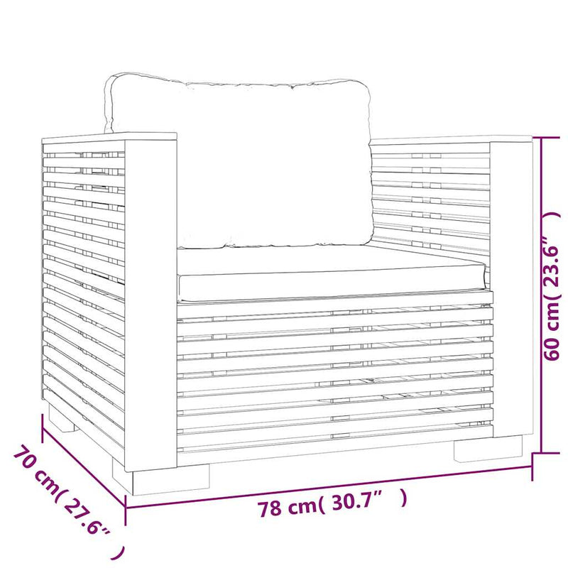 Set mobilier grădină cu perne, 5 piese, lemn masiv de tec