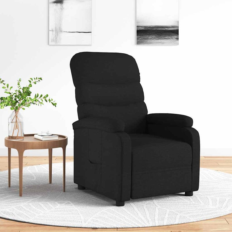 Fotoliu rabatabil, negru, material textil